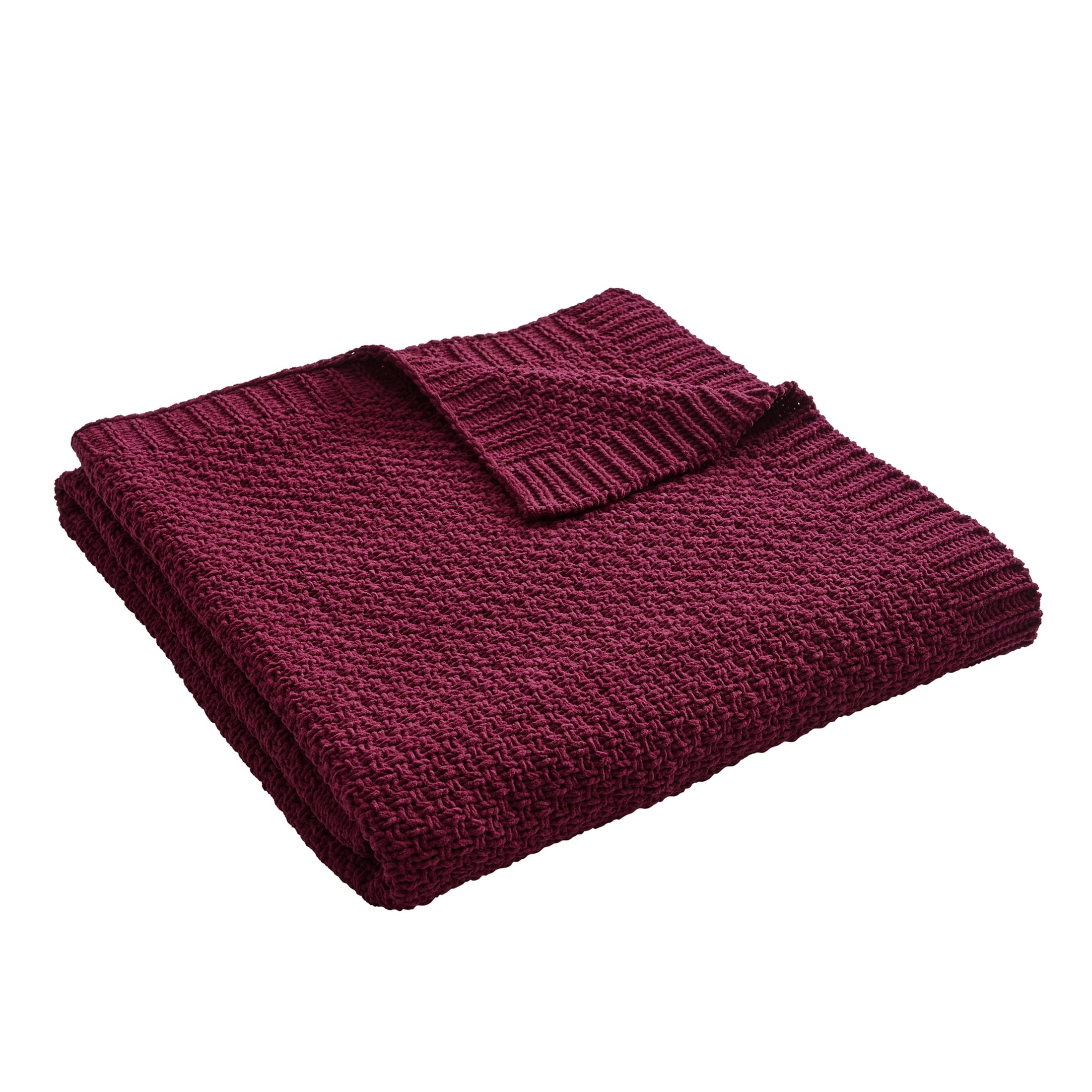 Cozy Fleece Chenille Knit Super Soft Oversized Throw Blanket, Merlot Wine - Cozy Fleece Throw Blanket for Couch & Bed Detail