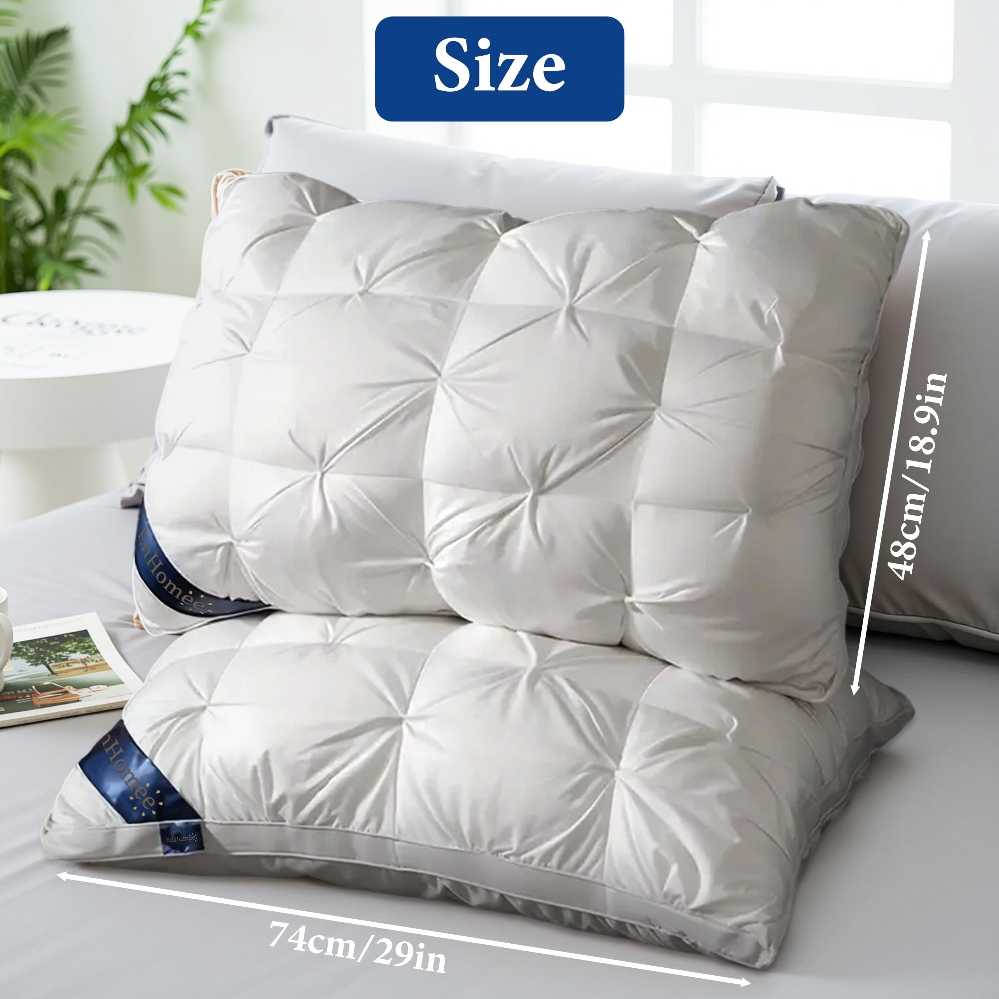 Ergonomic Memory Foam 2-Pack Luxurious Hotel-Quality ,Resistant to Flattening, All-Season,White - Hotel Quality Plush Sleeping Pillows Detail