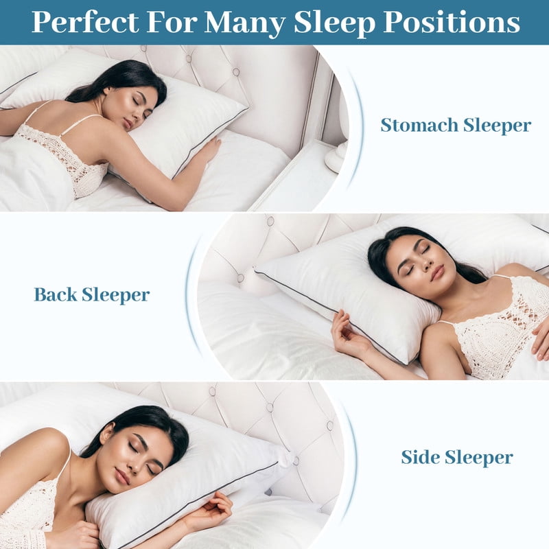 Decorative Plump Pillows Queen Size Set of 2, Bed Pillows for Side, Back and Stomach Sleepers, Super Soft Down Alternative Filling, Lu... - Orthopedic Shredded Foam Bed Pillow Set Detail