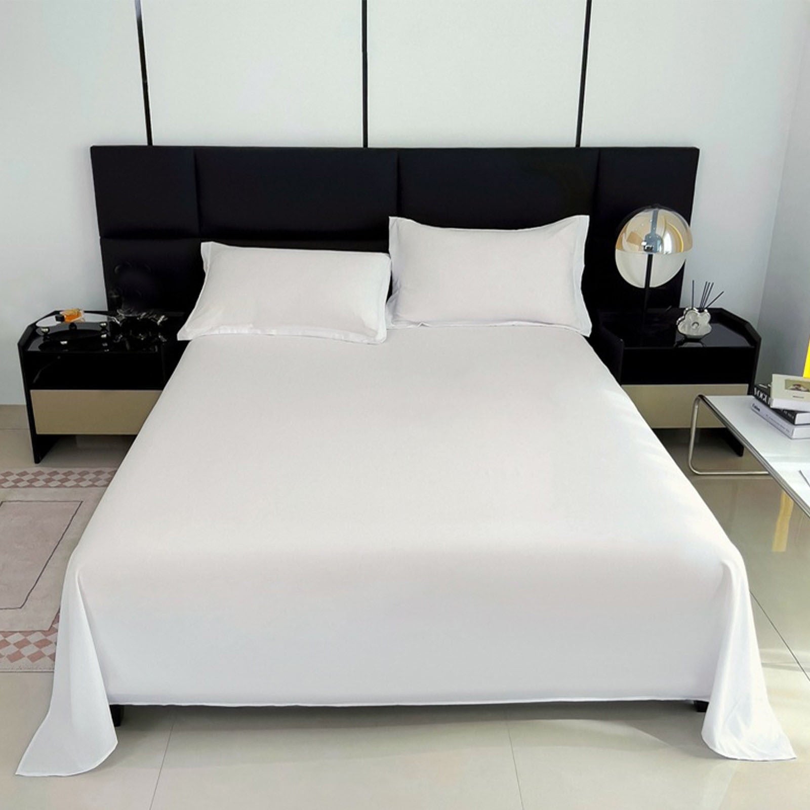 Cooling Sateen Color Twin Size Flat Sheet - Hotel Quality Top Flat Bed Sheet Only, Ultra Soft, Comfy, Breathable & Cooling - Fade & ... - Luxury Bed Sheet Set with Deep Pockets Detail