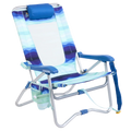 Rust-Resistant Aluminum Bi-Fold Beach Chair - Choice 601 - Low-Profile Reclining Beach Chair with Backpack Straps - Wave