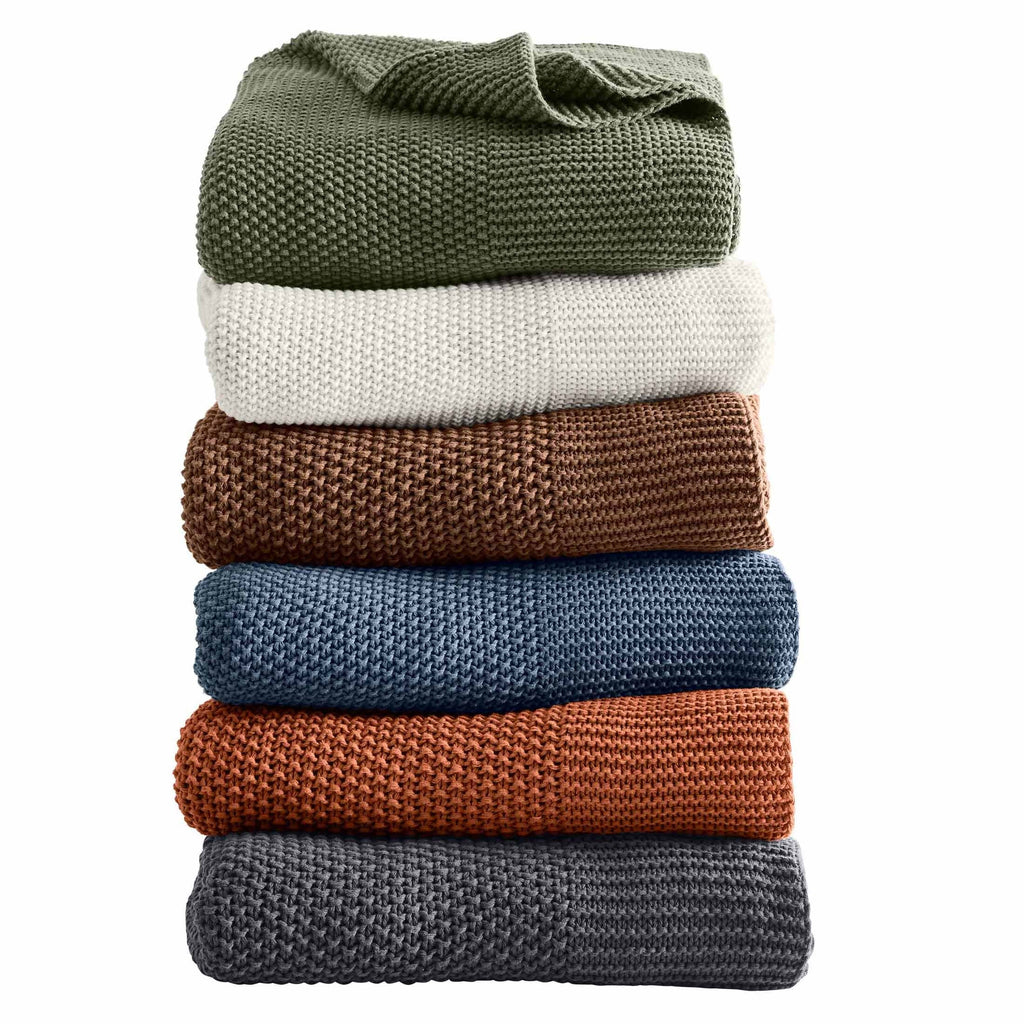 Reversible Sherpa Chunky Knit Papyrus Throw, Cotton-Blend, 50"x60", 2.3 lb, All Ages - Super Soft Reversible Sherpa Flannel Blanket Detail