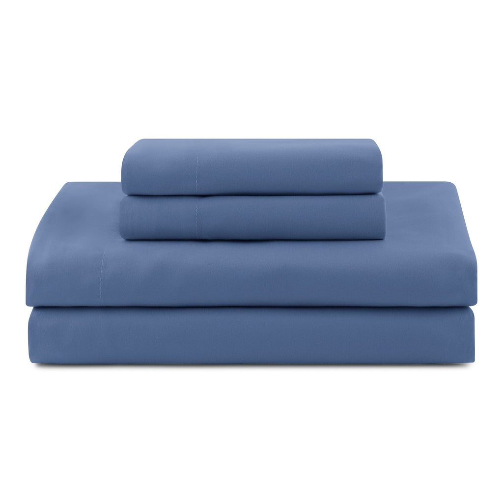 All-Season All in One Reversible Comforter and Sheet Set- 7 Piece, Queen, Blue Pinstripe - All-Season Down Alternative Comforter Insert Detail