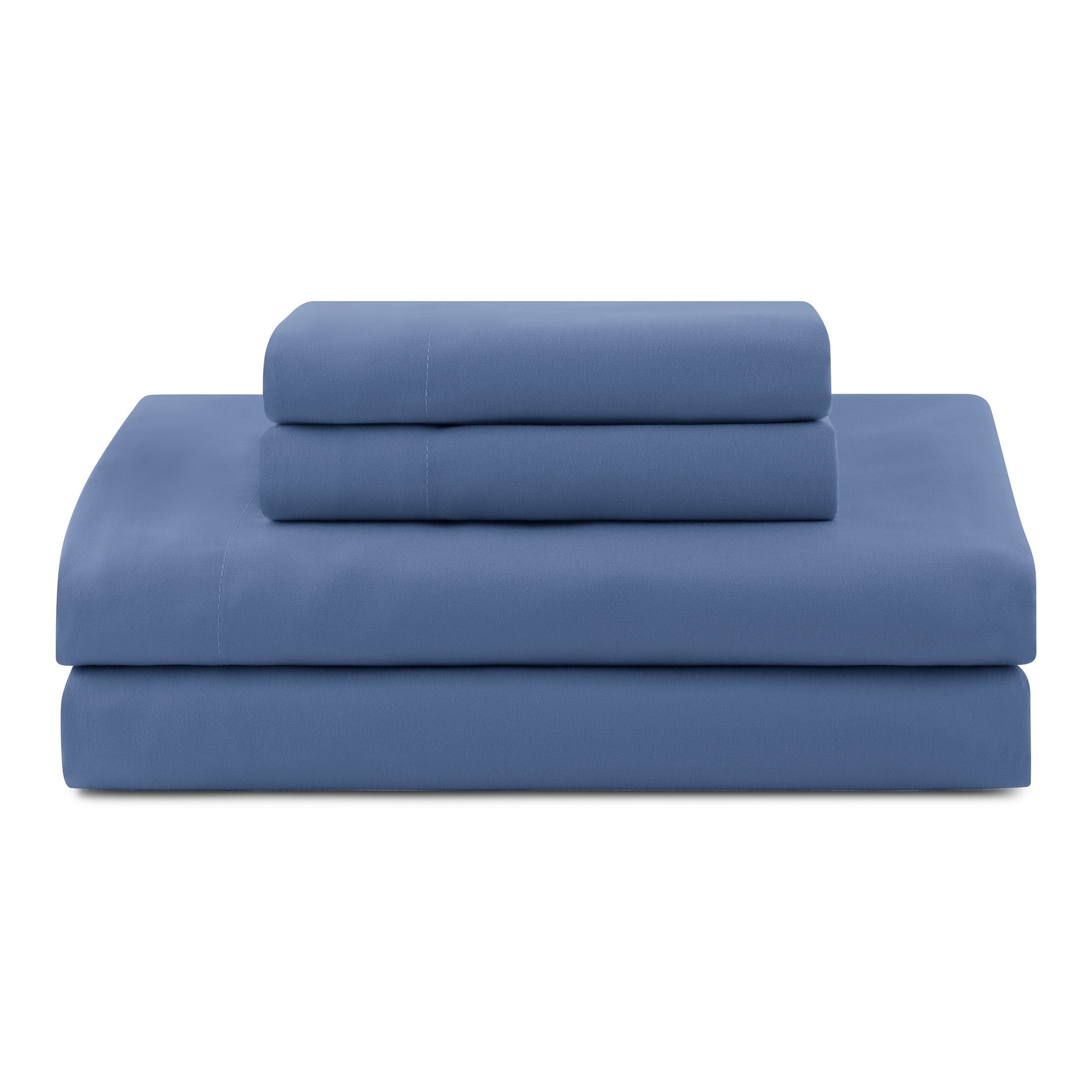 All-Season All in One Reversible Comforter and Sheet Set- 7 Piece, Queen, Blue Pinstripe - All-Season Down Alternative Comforter Insert Detail