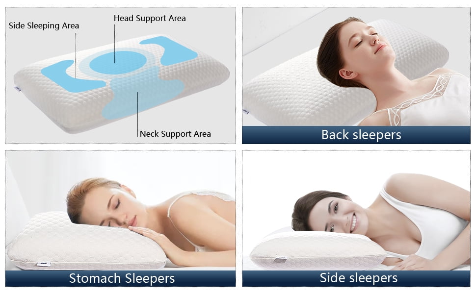 Ergonomic Memory Foam Memory Foam Bed Pillows, Pillow for Side and Back Sleeper, Pillow for Neck Pain Relief, Washable Removable Cover, Sof... - Hotel Quality Plush Sleeping Pillows Detail