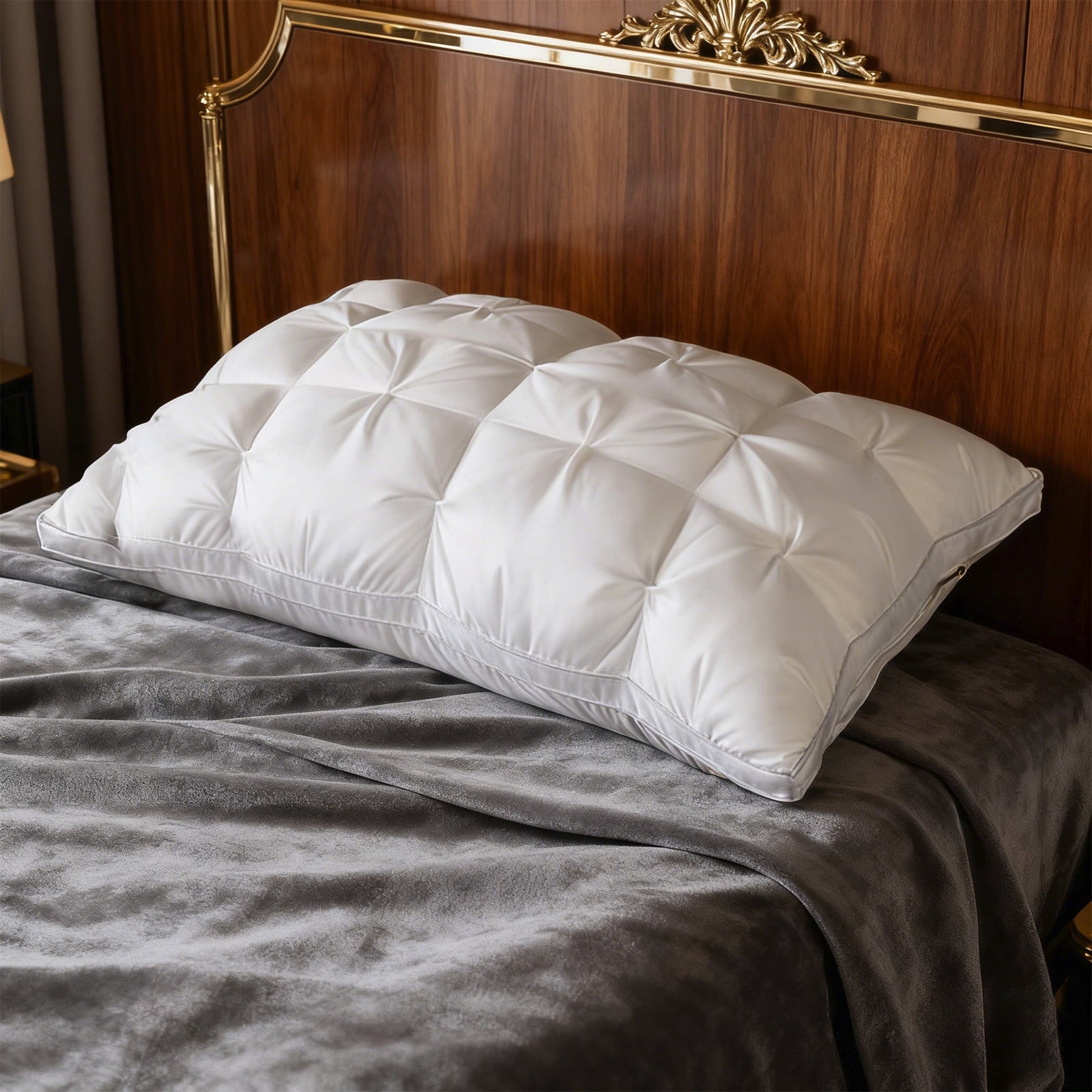 Decorative Plump Goose Down Pillow and Feather Pillows for Neck/Back/Side Sleepers, Premium Soft Down Fill Standard Size Pillow for Sl... - Orthopedic Shredded Foam Bed Pillow Set Detail