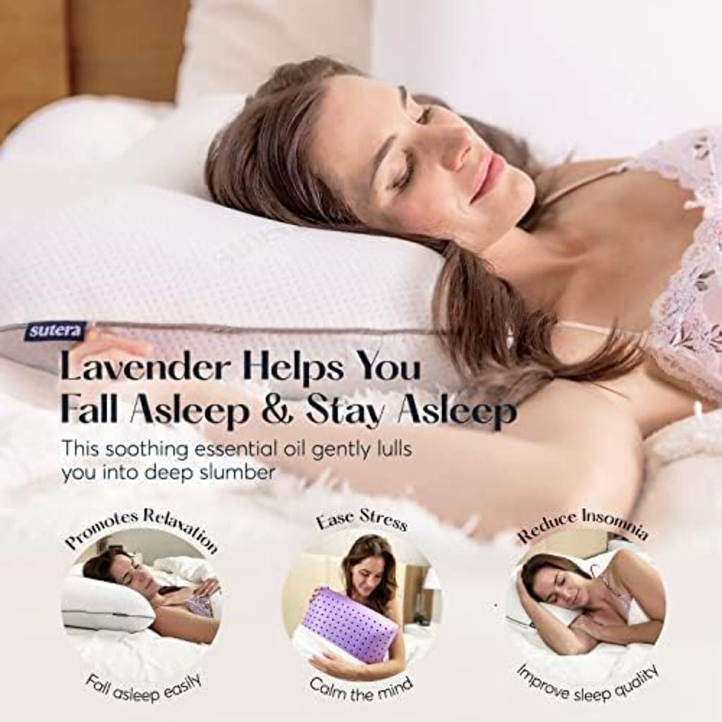 Orthopedic Support Plush Zen Bed Pillow, Lavender Scented Cooling Adaptive Memory Foam Queen - Hotel Quality Plush Sleeping Pillows Detail
