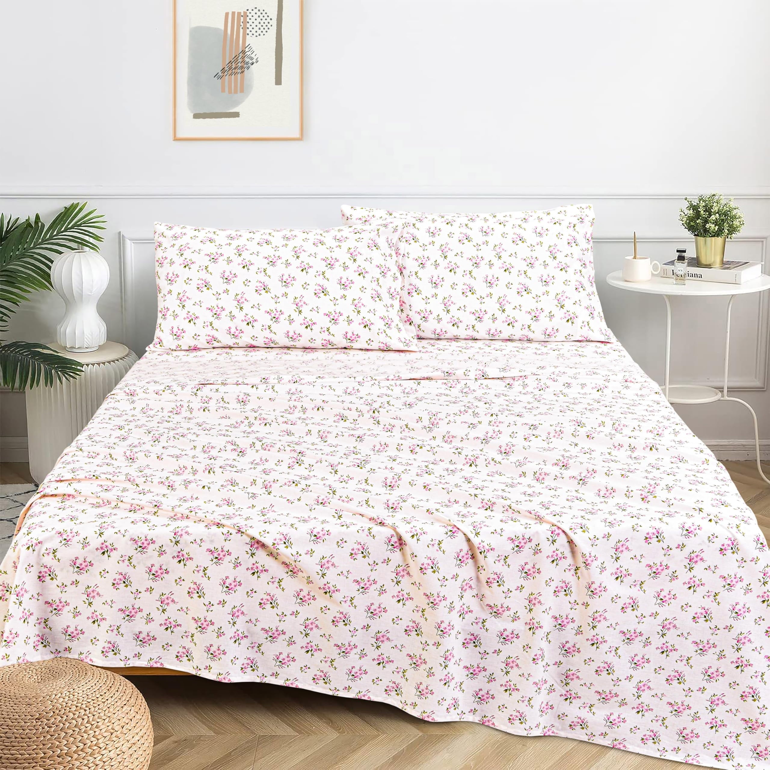 Cooling Sateen 100% Cotton Full Size Bed Sheets Set with Deep Pockets, Cozy Percale sheets with Elastic Fitted Sheet Set Ultra Soft ... - Premium Ultra-Soft Pillowcase Pair for Sleeping Detail
