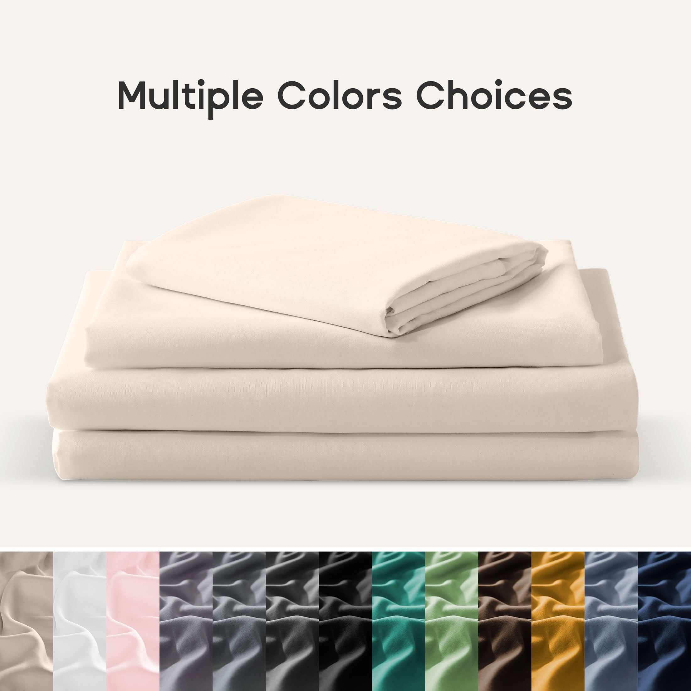 Breathable Luxury Bed Sheet Sets,Ultra Soft Breathable Luxury 4 Piece, (Beige, Queen) - Breathable Egyptian Cotton Flat & Fitted Sheets Detail