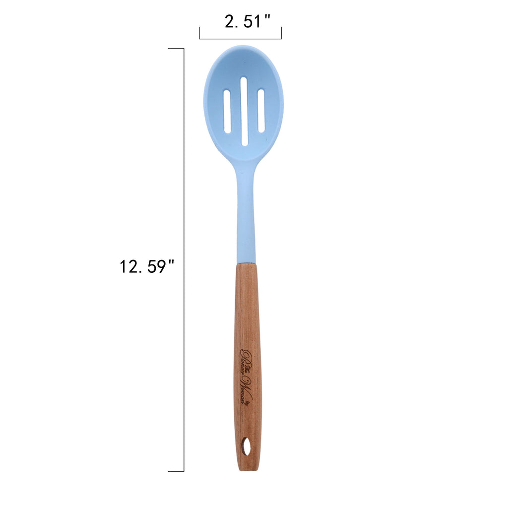 Chef-Quality 10-Piece Silicone and Acacia Wood Handle Cooking Utensils Set, Blue - Professional Kitchen Tool for Culinary Enthusiasts Detail