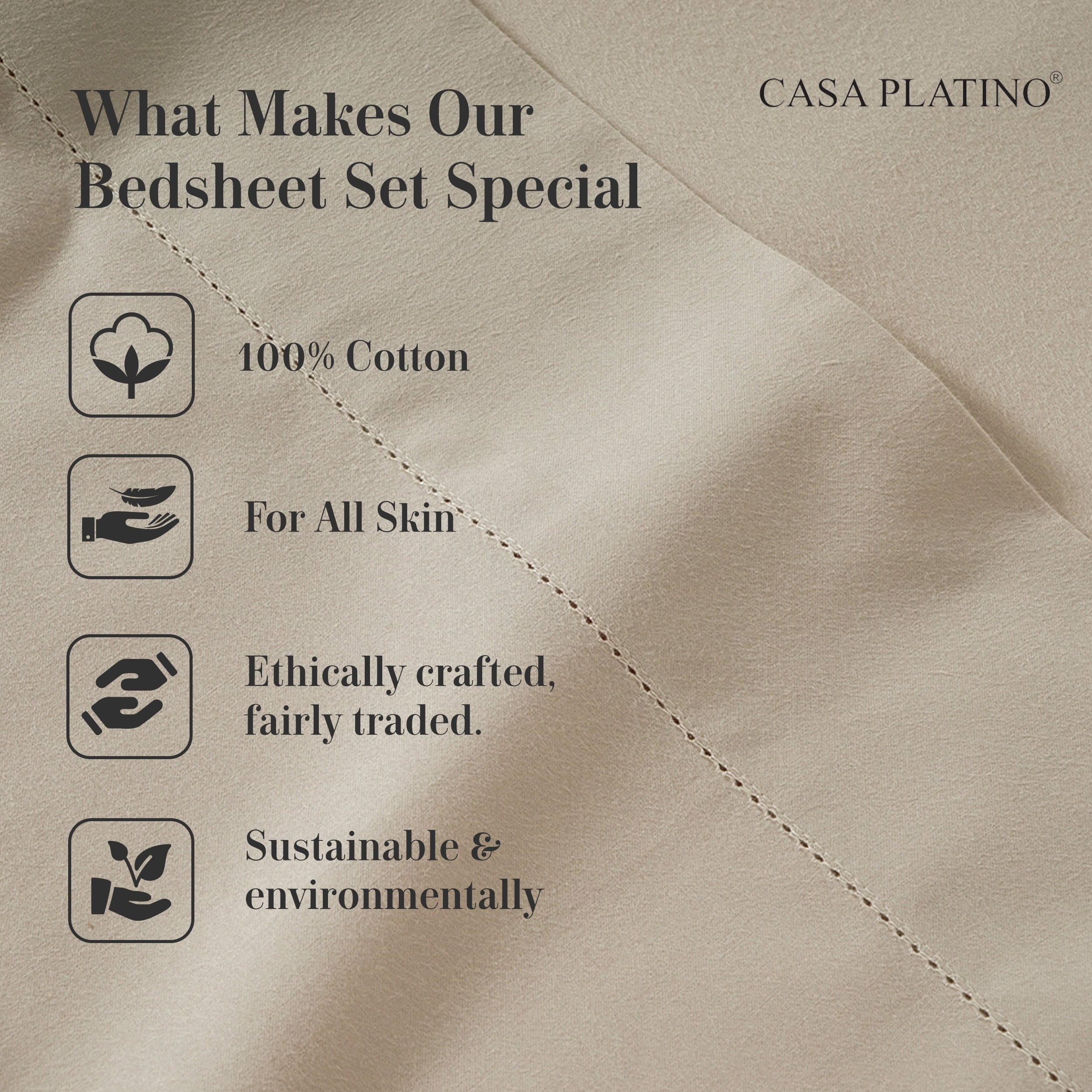 Wrinkle-Resistant 100% Cotton Sheets Set – 4 Piece Cal King Bed Sheet, Soft & Comfy All Season Breathable Percale Weave, 15” Snug Fit D... - Premium Ultra-Soft Pillowcase Pair for Sleeping Detail