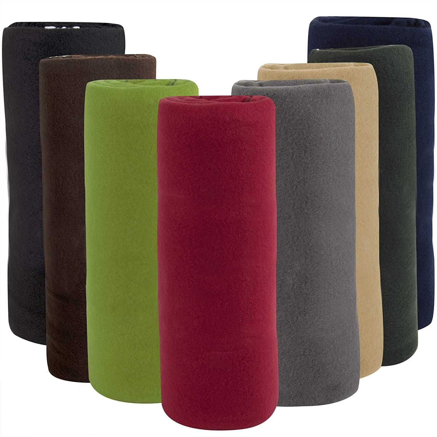Reversible Sherpa 24 pack Trail maker 60”L x 50”W Solid Color Hypoallergenic Fleece Throw Blankets in Assorted Colors - Luxury Knitted Decorative Throw Blanket with Fringes Detail