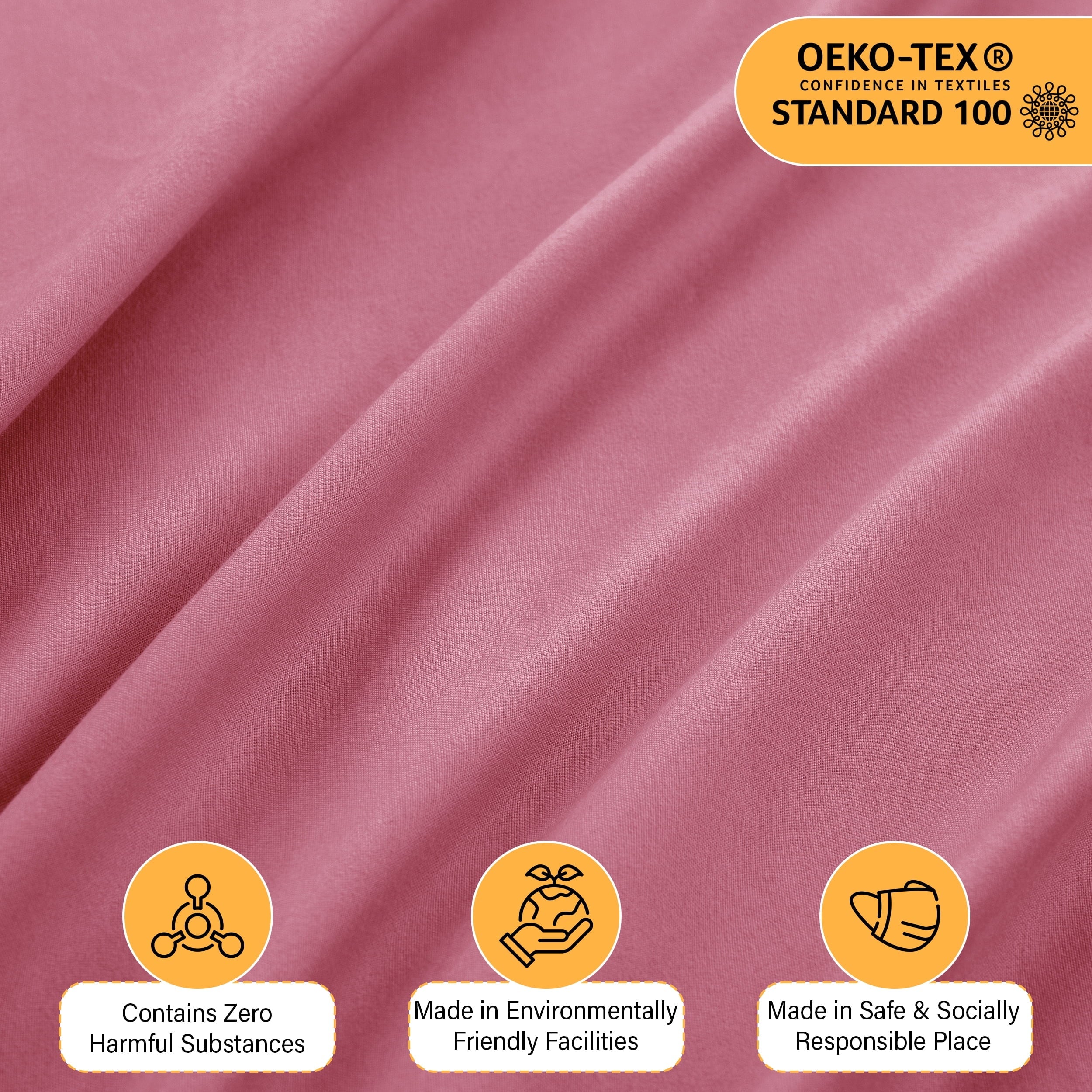 Wrinkle-Resistant Size Sheet Set, 4-Piece Plain Soft Microfiber – Deep Pocket Bed Sheets, Includes 1 Fitted Sheet, 1 Flat Sheet, 2 Pill... - Luxury Bed Sheet Set with Deep Pockets Detail
