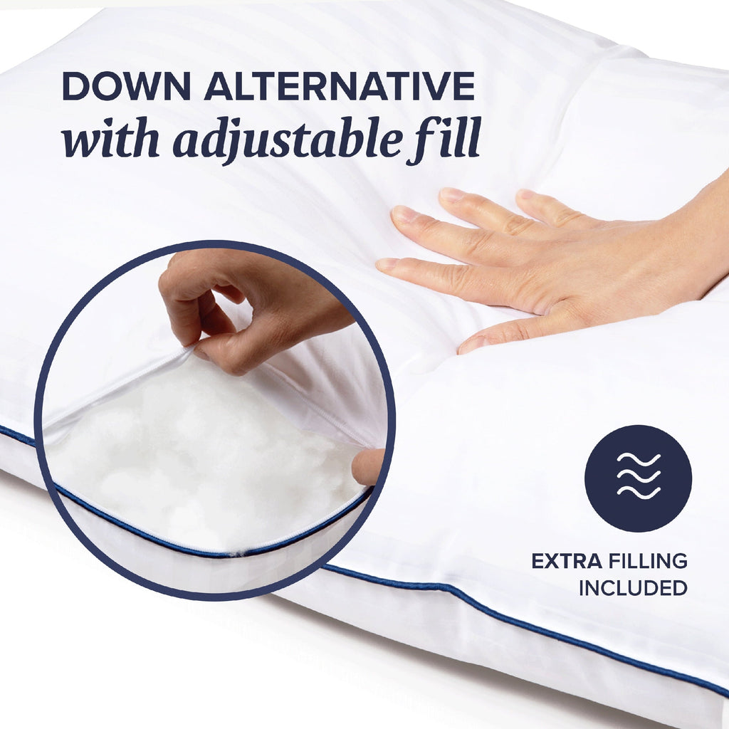 Orthopedic Support Customizable Down Alternative Queen Pillow 1 Pack, Adult - Decorative Throw Pillow Cushion for Sofa & Bed Detail