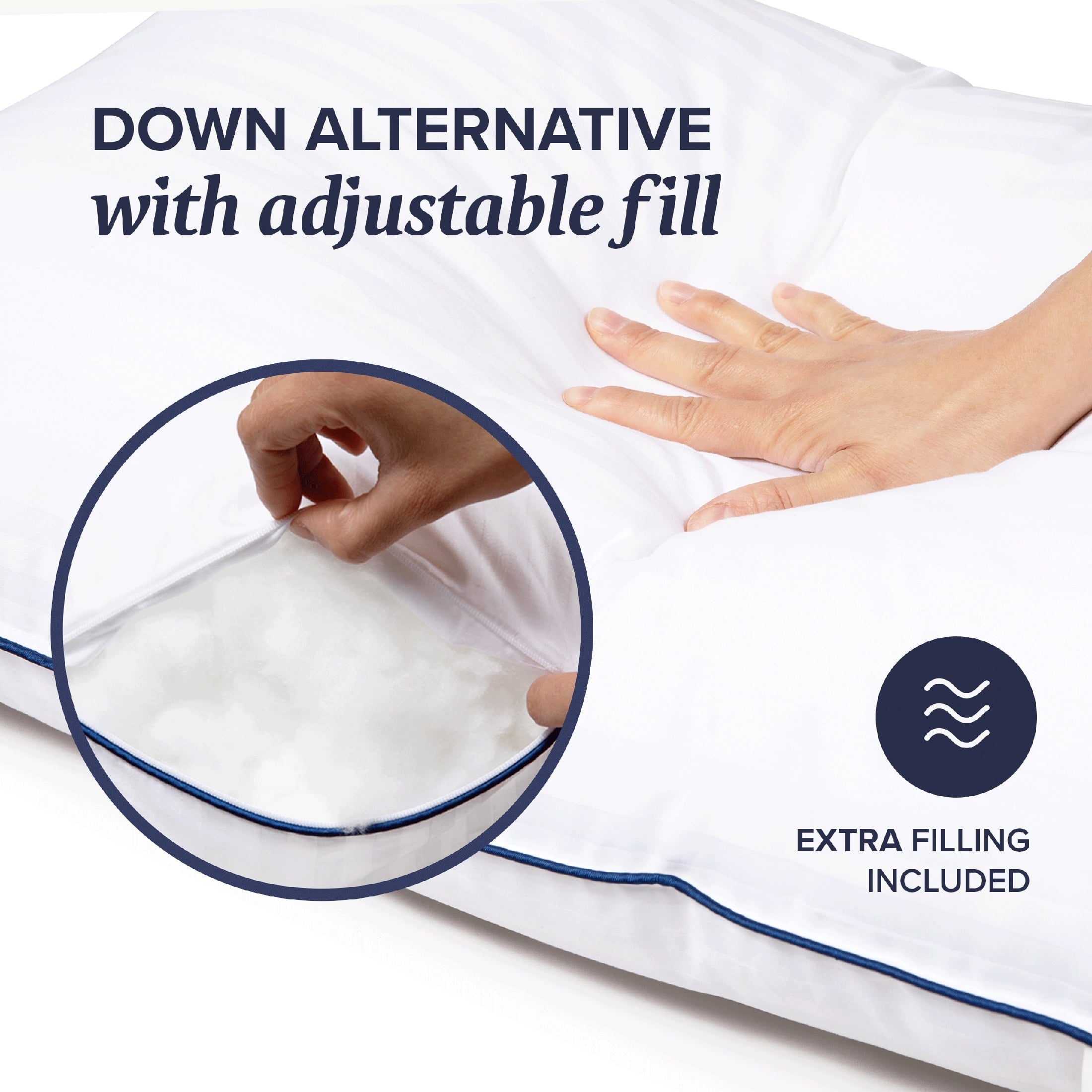 Orthopedic Support Customizable Down Alternative Queen Pillow 1 Pack, Adult - Decorative Throw Pillow Cushion for Sofa & Bed Detail
