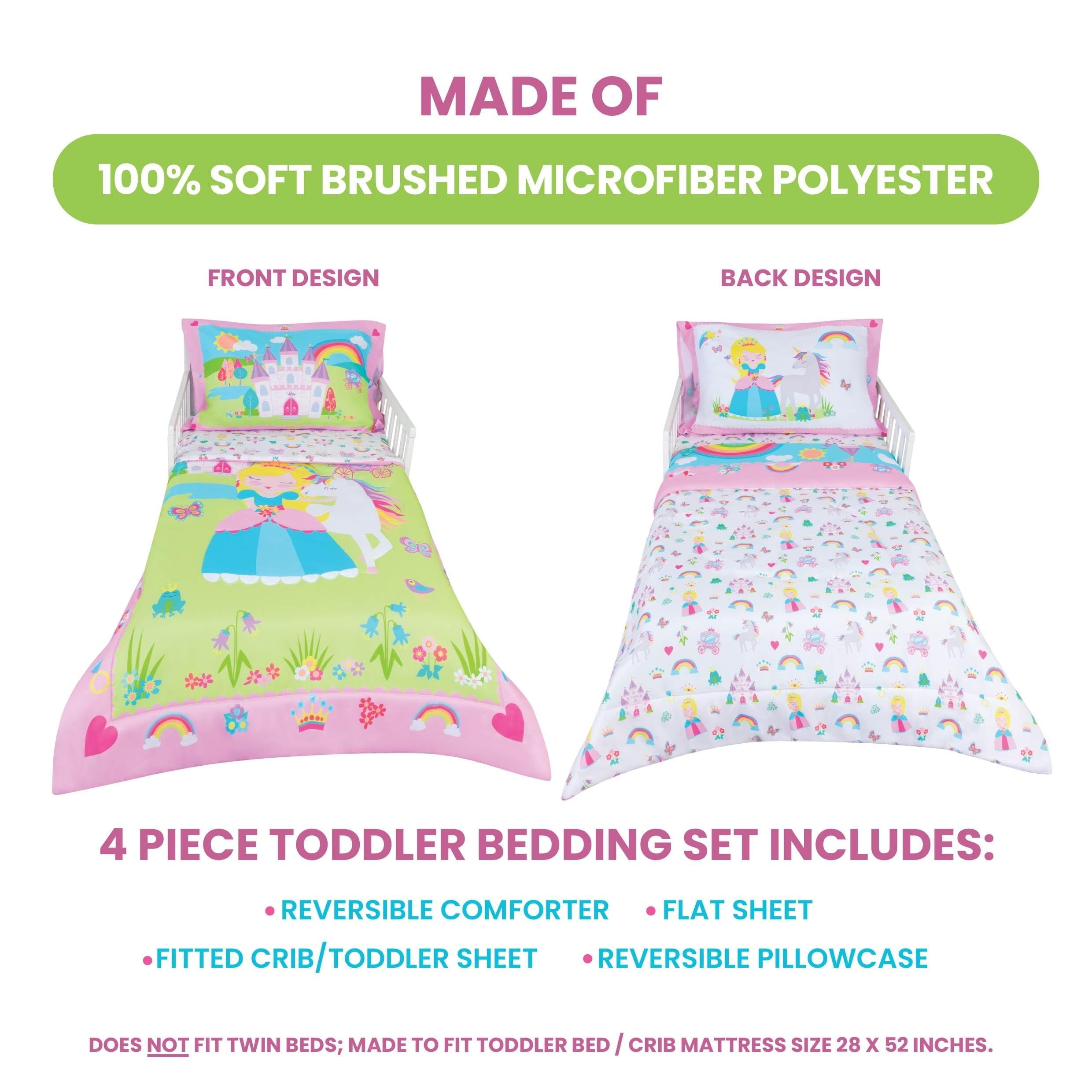 Hypoallergenic Cloud Princess Toddler Bedding Set for Girls - 4-Piece Toddler Bed Comforter Sets for Girls, Reversible Comforter & Pillowc... - Cloud-Like Soft Lightweight Bed Comforter Detail