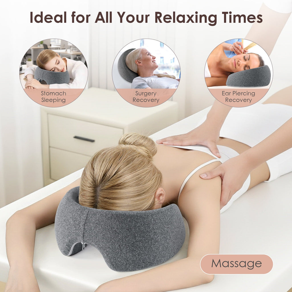 Ergonomic Memory Foam Face Down Pillow Massage Headrest for Bed, Memory Foam Pillow Face Cradle Support for Stomach Sleepers, Eye Post-Surg... - Hotel Quality Plush Sleeping Pillows Detail