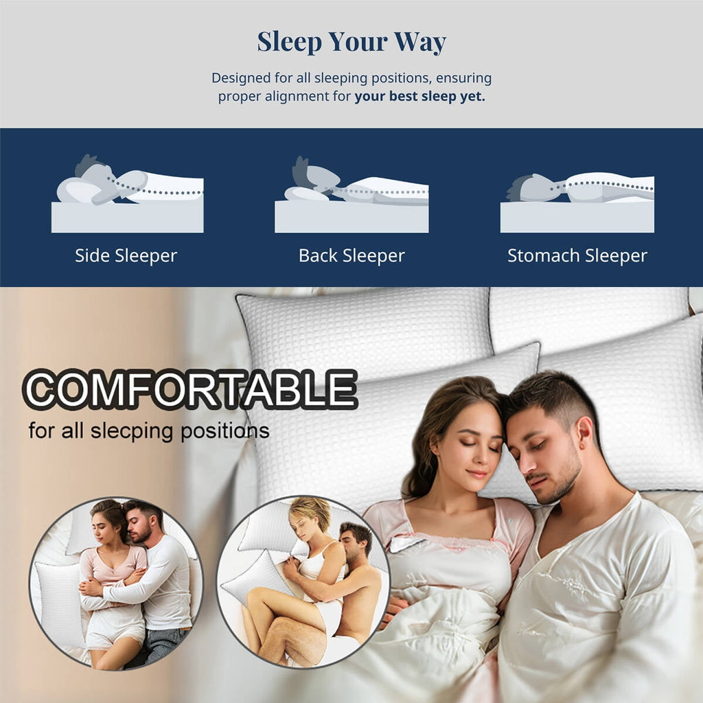 Decorative Plump Pillows King Size Set of 2, Hotel Quality, Down Alternative Gusseted Bed Pillows for Side, Back, or Stomach Sleepers,... - Hotel Quality Plush Sleeping Pillows Detail