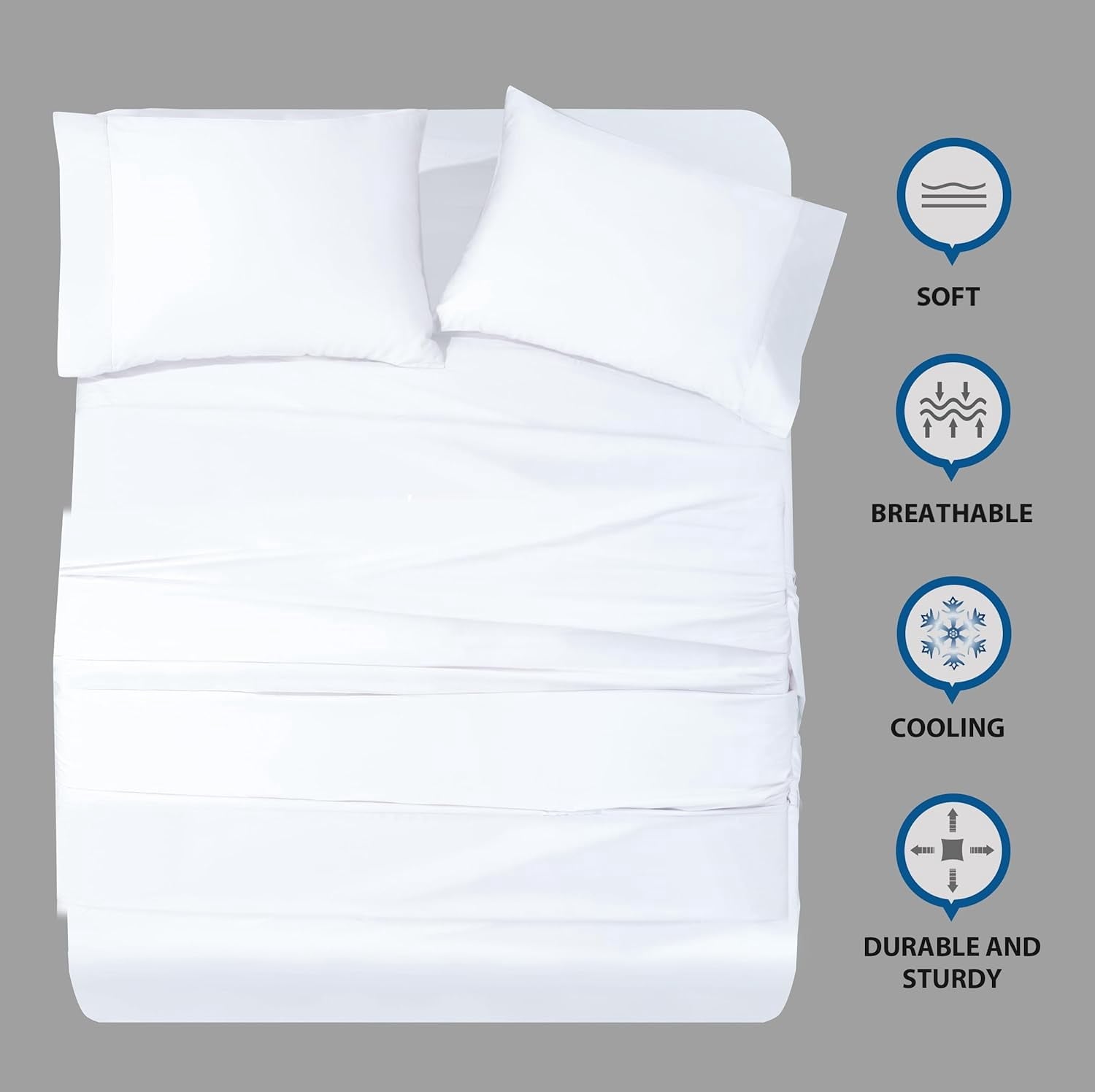 Premium Egyptian Cotton Bed Sheets Set 4 Pieces, 600 TC 100% Egyptian Cotton Bed Sheets, Breathable, Soft & Silky Sateen Weave Fits Mattress ... - Luxury Bed Sheet Set with Deep Pockets Detail