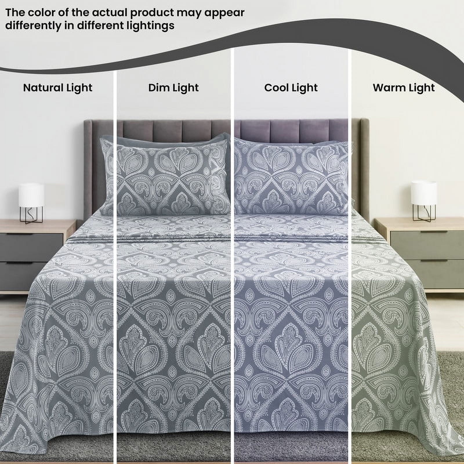 Premium Egyptian Cotton 6-Piece Bed Sheet Set, Deep Pocket Queen Sheets Up to 16 Inch, 1 Flat Sheet , 1 Fitted Sheet & 4 Pillowcases (Queen, ... - Cooling Hotel Quality Bedding Sheets and Pillowcases Detail