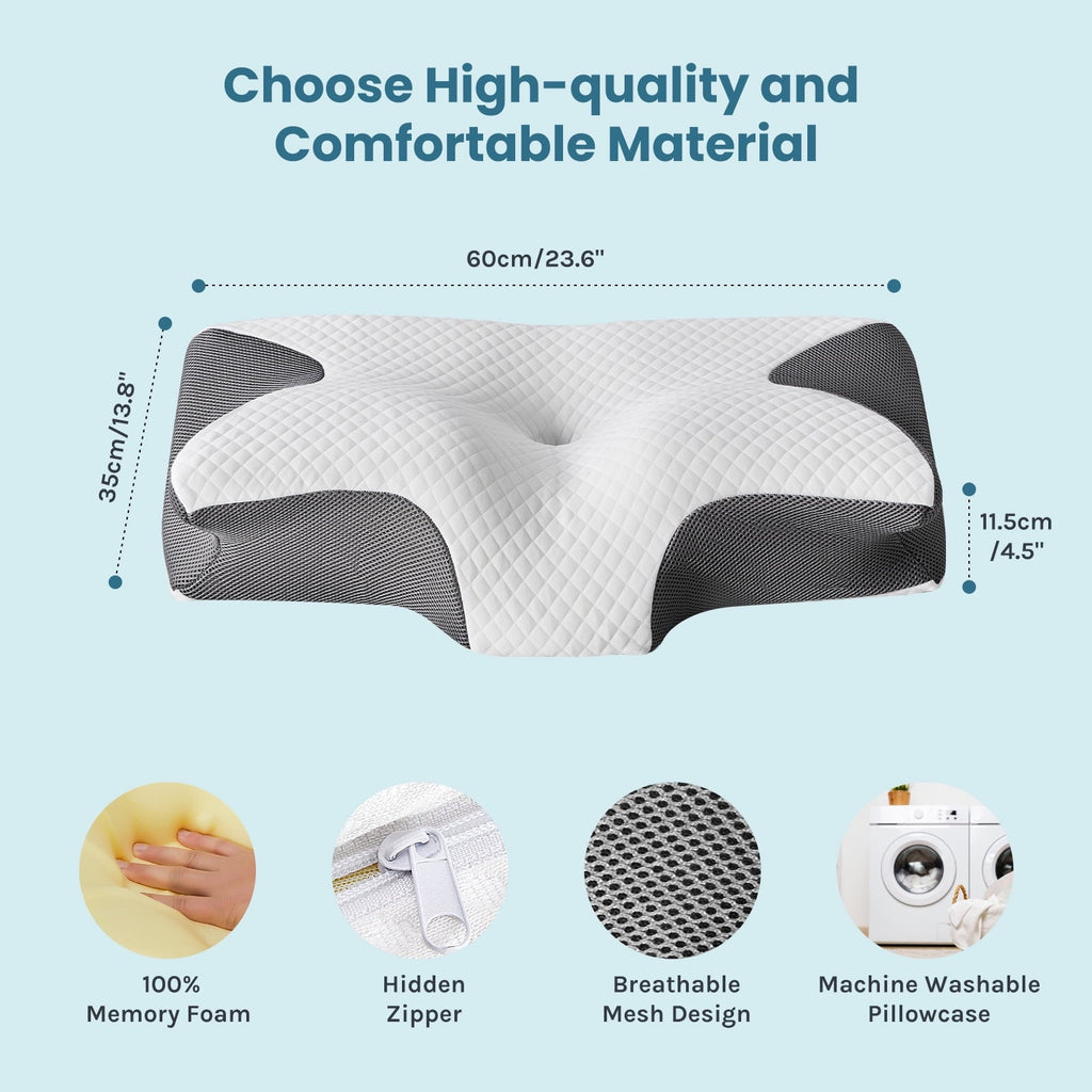 Hotel Collection Cervical Pillow for Pain Relief, Ergonomic Side Sleeper Pillow for Orthopedic Contour Support for Bed Sleeping, Memor... - Hotel Quality Plush Sleeping Pillows Detail