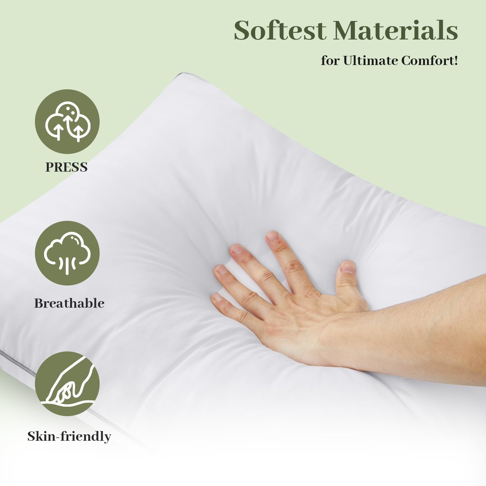 Ergonomic Memory Foam Pillows Standard Size Set of 2, Hotel Quality, Down Alternative Gusseted Bed Pillows for Side, Back, And Stomach Slee... - Decorative Throw Pillow Cushion for Sofa & Bed Detail