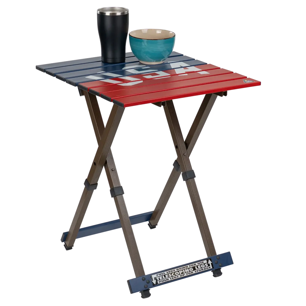 Heavy-Duty Grilling Compact Camp Table 20 - USA Anniversary Deluxe - Choice 757 - Master Outdoor Kitchen Station for Tailgating & BBQ Detail