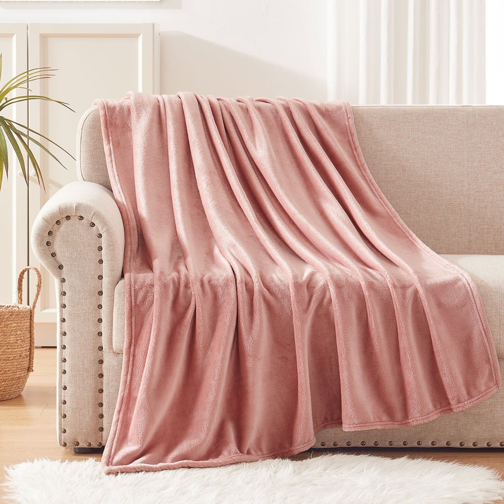 Reversible Sherpa Fleece Throw Blanket for Couch, Sofa, Super Soft and Warm Blankets, Pink Throw All Season Use, Cozy, Plush, Lightweig... - Luxury Knitted Decorative Throw Blanket with Fringes Detail