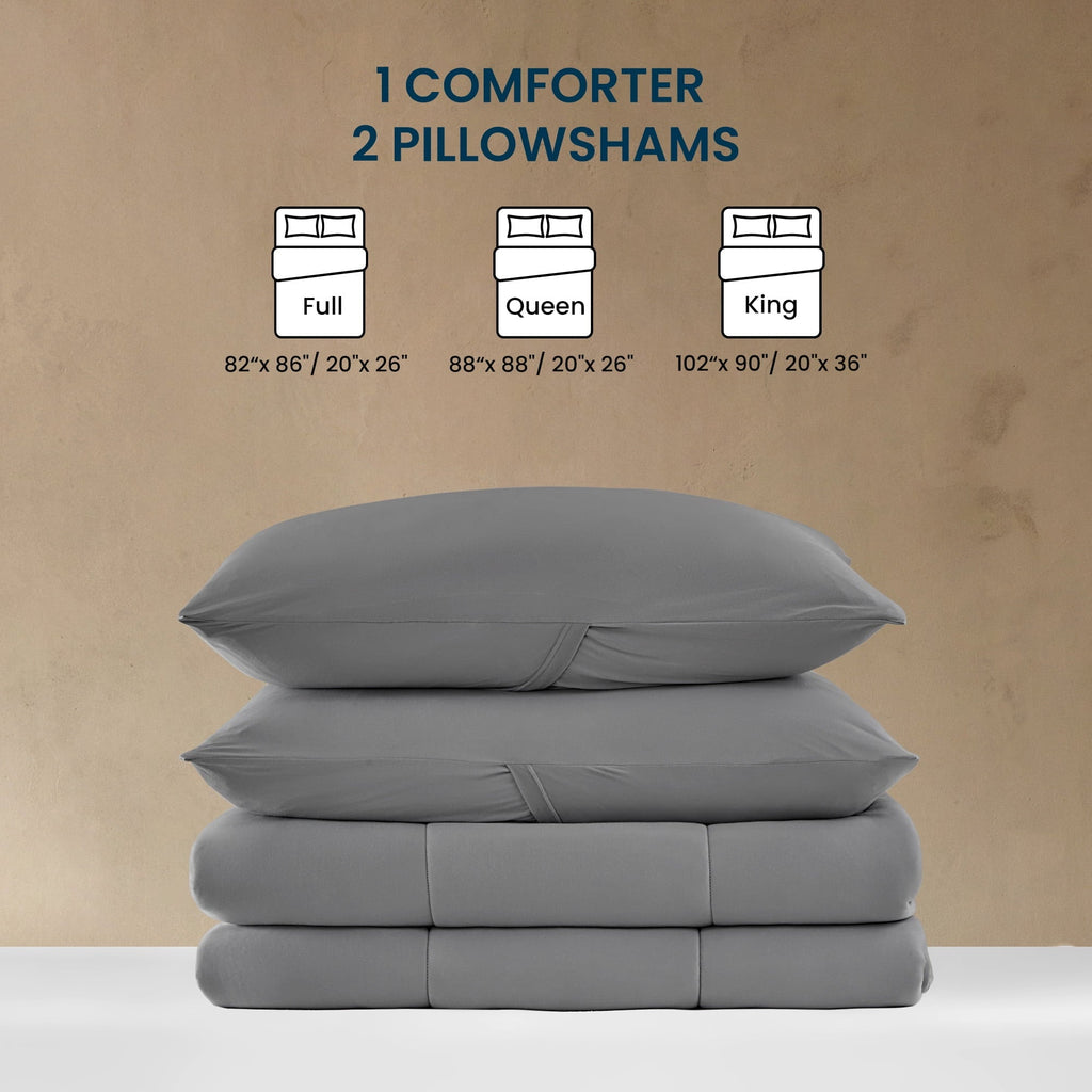 Hypoallergenic Cloud 3 Pieces Jersey Knit Bedding Sets with 1 Comforter and 2 Pillow Shams, Soft and Breathable Comforter Set with Women, ... - Cloud-Like Soft Lightweight Bed Comforter Detail
