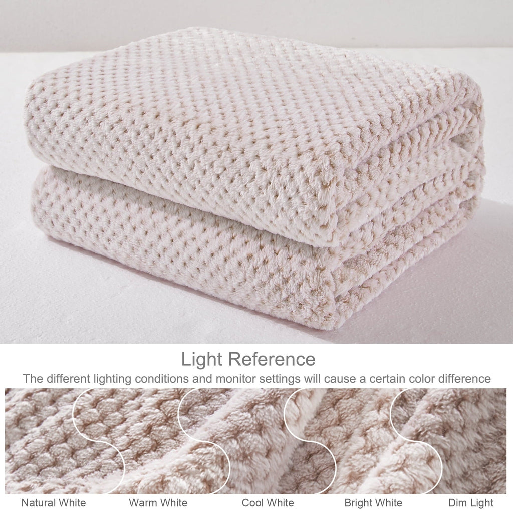 Super Soft Flannel Waffle Textured Mixed Camel Fleece Blanket, Super Soft and Warm 50"x70" Throw Blanket for Couch, Cozy, Fuzzy and Ligh... - Super Soft Reversible Sherpa Flannel Blanket Detail