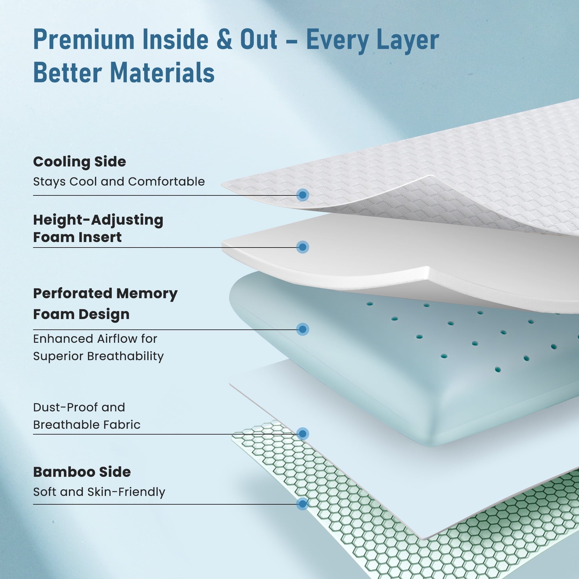 Decorative Plump Memory Foam Pillow for Bed, Cooling Pillow with Extra Height Pad, Supportive Bed Pillow for Side, Back & Hot Sleepers... - Hotel Quality Plush Sleeping Pillows Detail