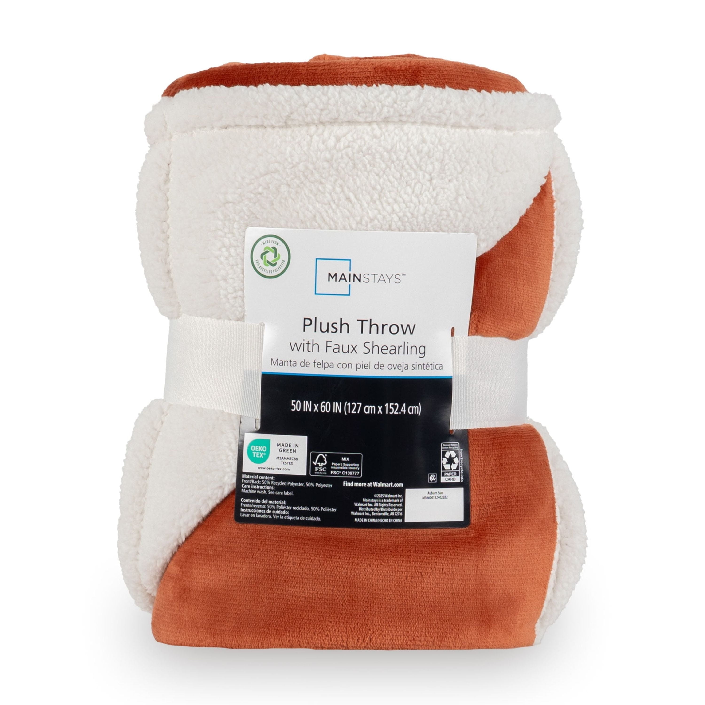 Cozy Fleece Reversible Printed Velvet Plush and Hampshire Faux Shearling Soft Throw Blanket, Standard Size, Auburn Sun - Lightweight Plush Warm Blanket for All Seasons Detail