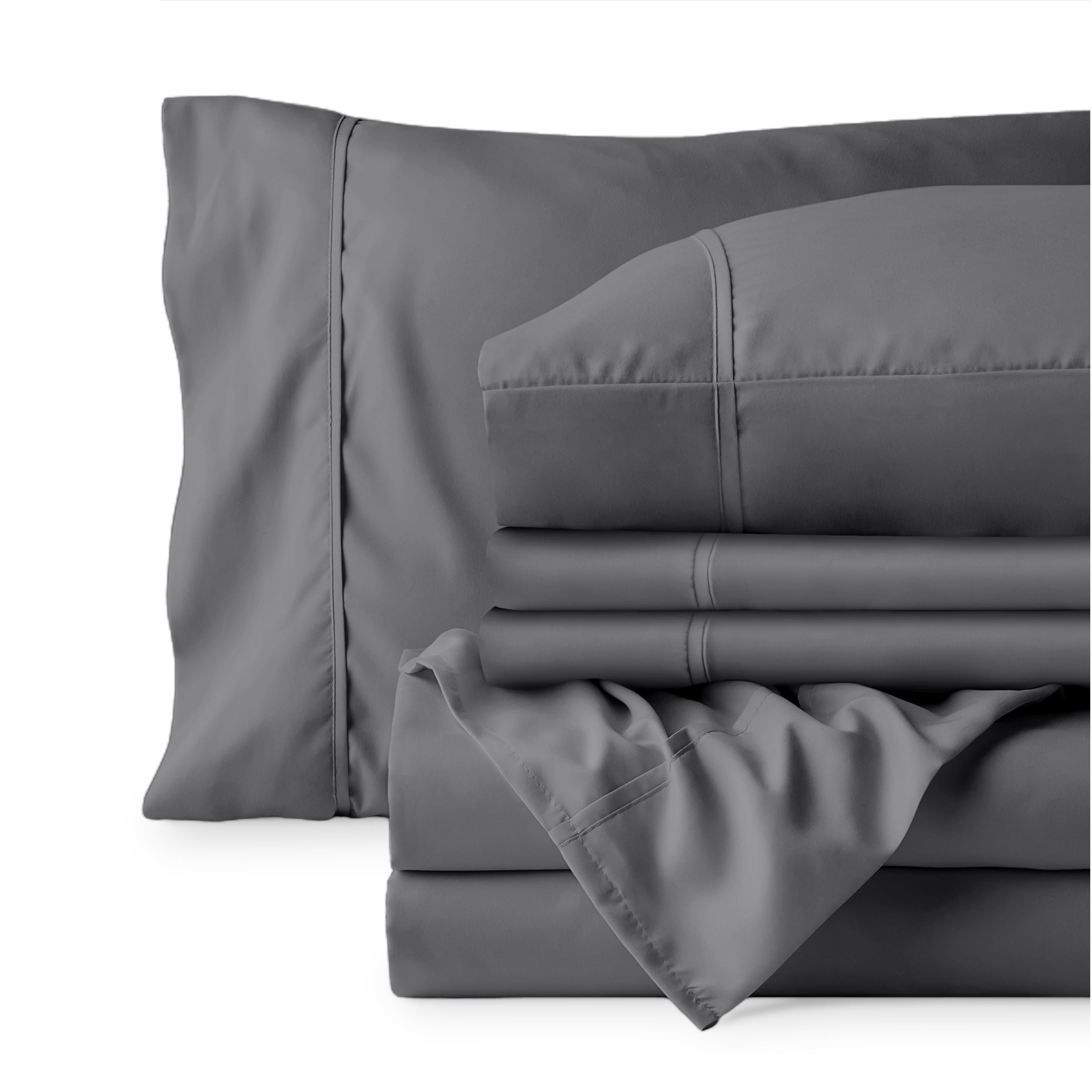Premium Egyptian Cotton Luxury Bed Sheet Set- 6 Piece - Queen, Gray - Cooling Hotel Quality Bedding Sheets and Pillowcases Detail
