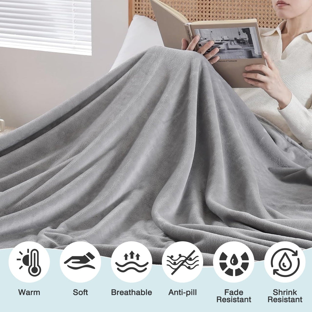 Cozy Fleece Twin Size Blanket for Bed, 60x80inch Super Cozy Soft Bed Blanket for Sleep Snap, Lightweight Reversible Blankets and ... - Super Soft Reversible Sherpa Flannel Blanket Detail