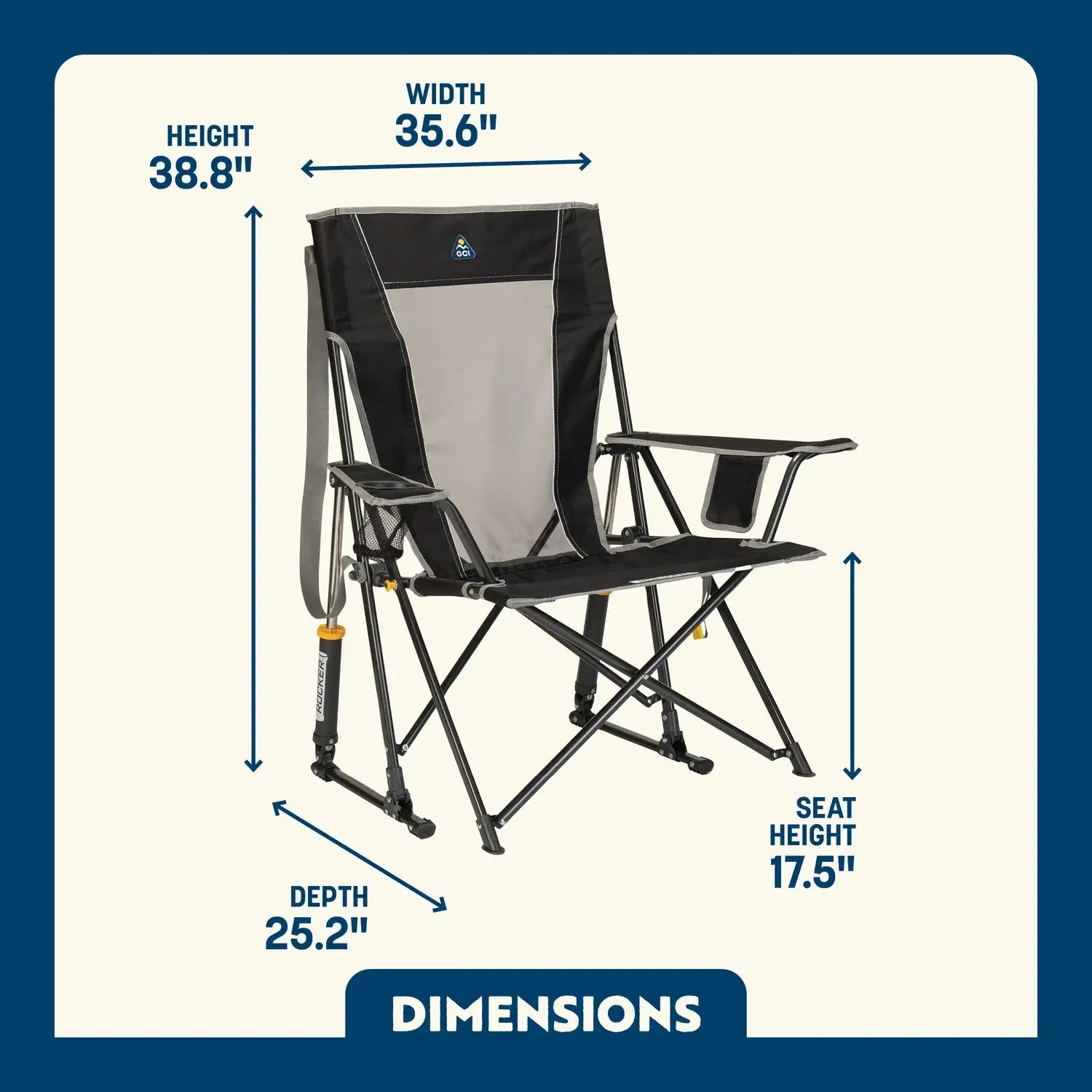 Heavy-Duty Freestyle Comfort Pro Rocker - Choice 375 - Patented Spring-Action Rocking Chair for Camping Detail