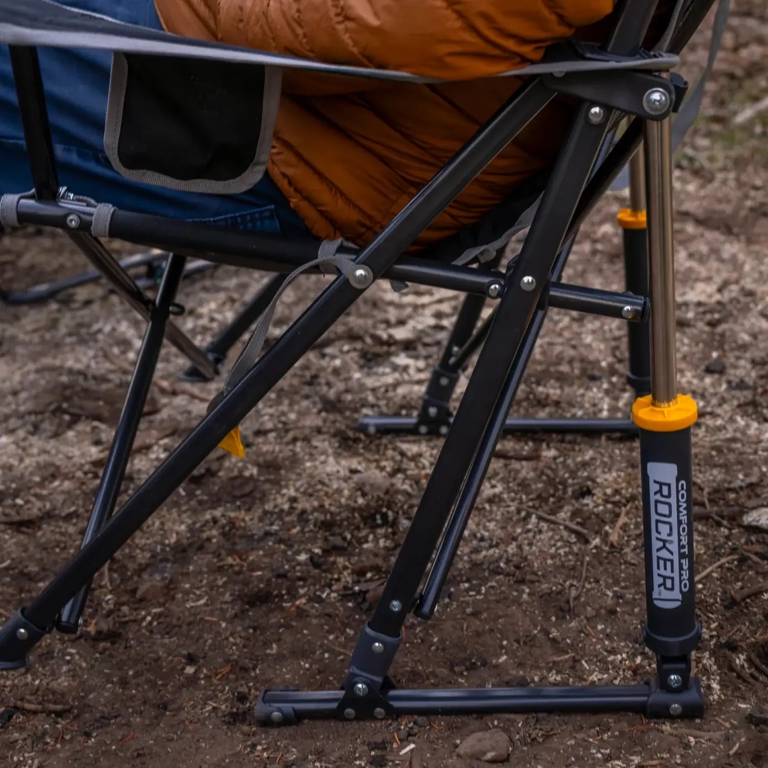 Heavy-Duty Freestyle Comfort Pro Rocker - Choice 375 - Patented Spring-Action Rocking Chair for Camping Detail