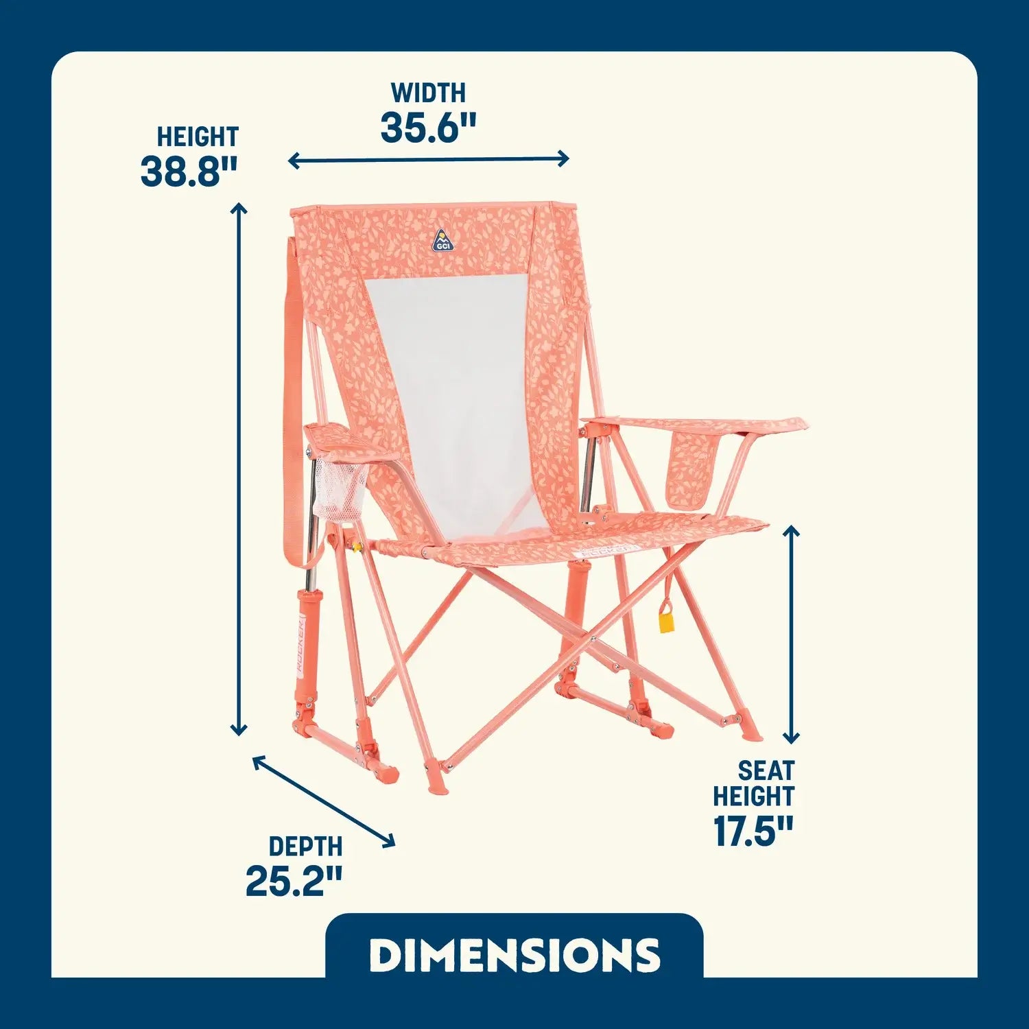 Heavy-Duty Freestyle Comfort Pro Rocker - Choice 375 - Patented Spring-Action Rocking Chair for Camping Detail