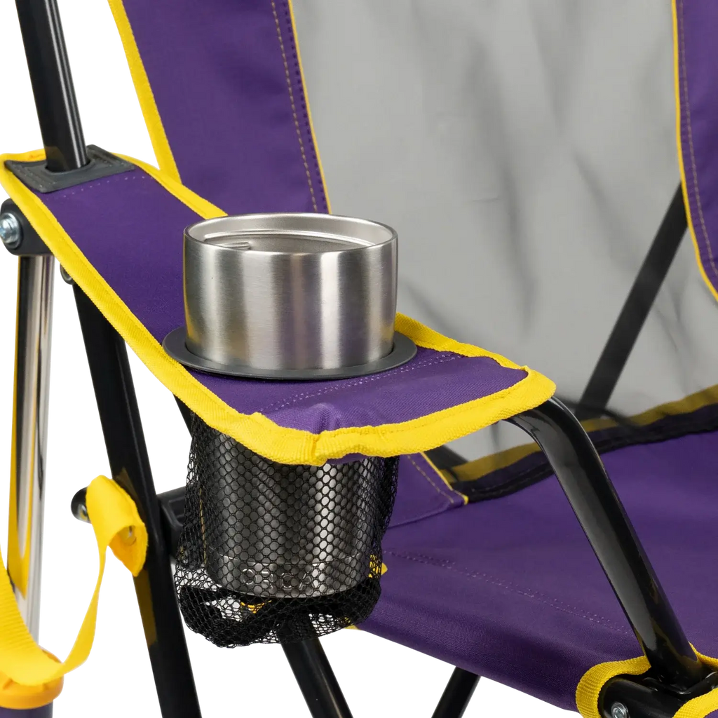 Heavy-Duty Freestyle College Comfort Pro Rocker - LSU Tigers - Choice 880 - RoadTrip Rocker Smooth Motion Camp Chair Detail