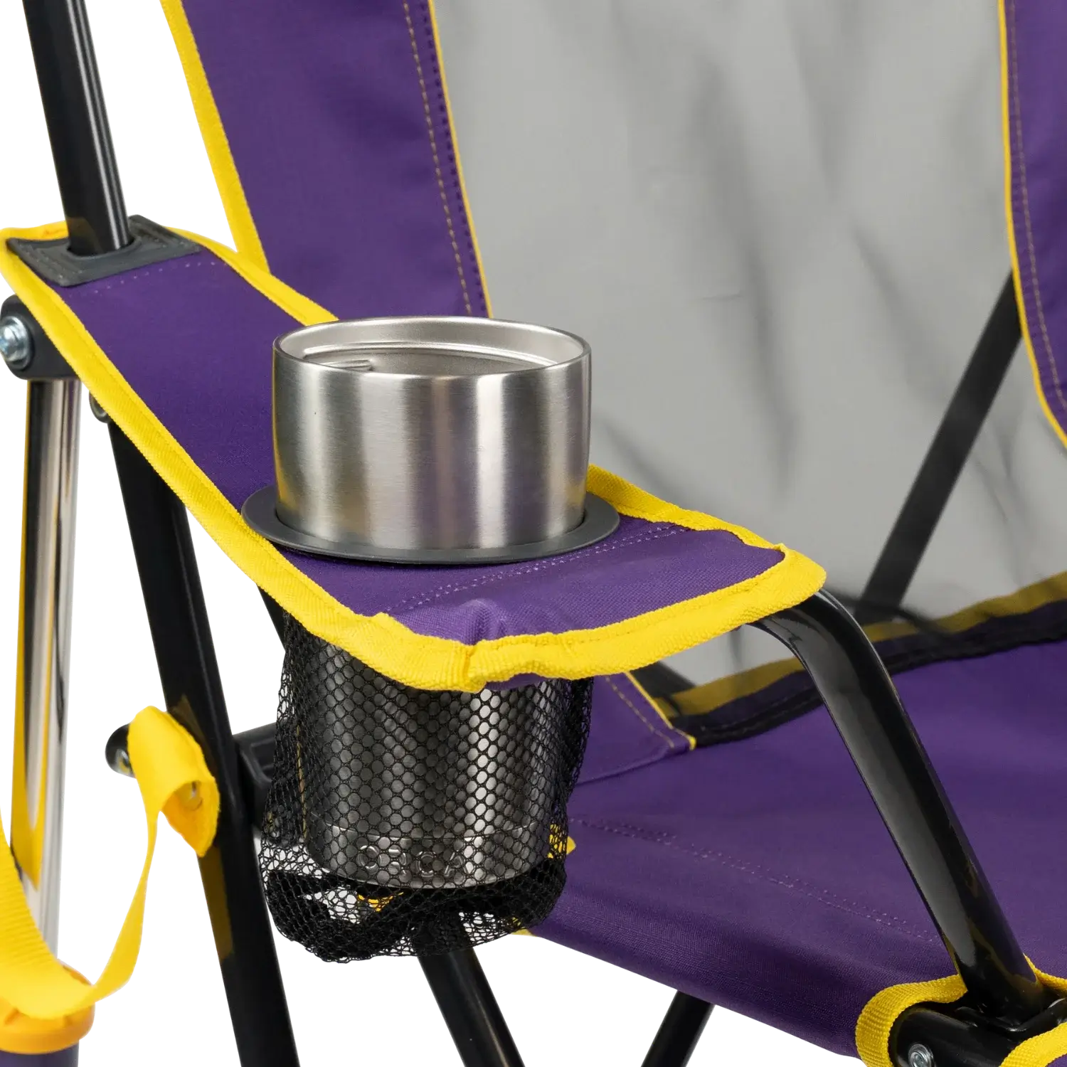Heavy-Duty Freestyle College Comfort Pro Rocker - LSU Tigers - Choice 880 - RoadTrip Rocker Smooth Motion Camp Chair Detail