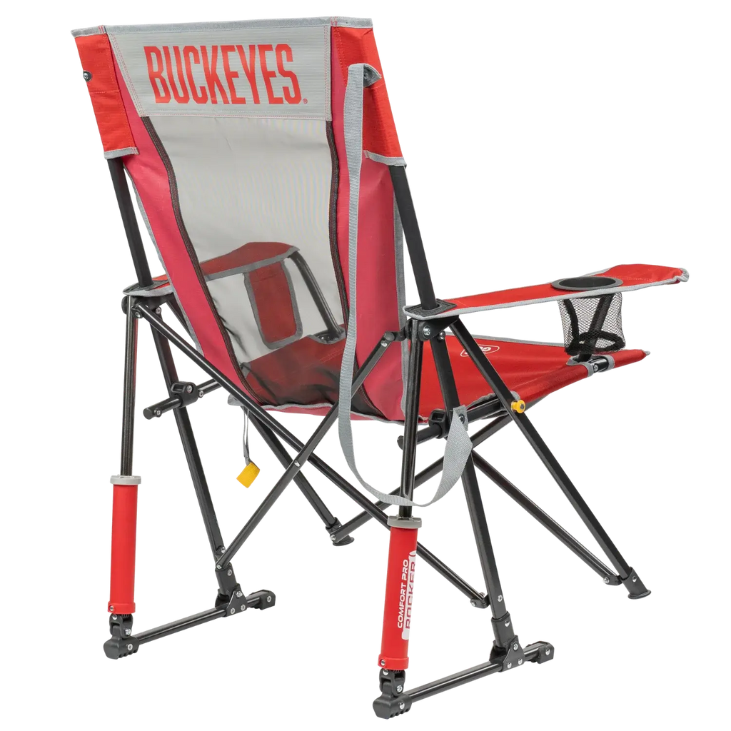 Heavy-Duty Freestyle College Comfort Pro Rocker - Ohio State Buckeyes - Choice 676 - Heavy-Duty Kickback Rocker with Beverage Holder Detail
