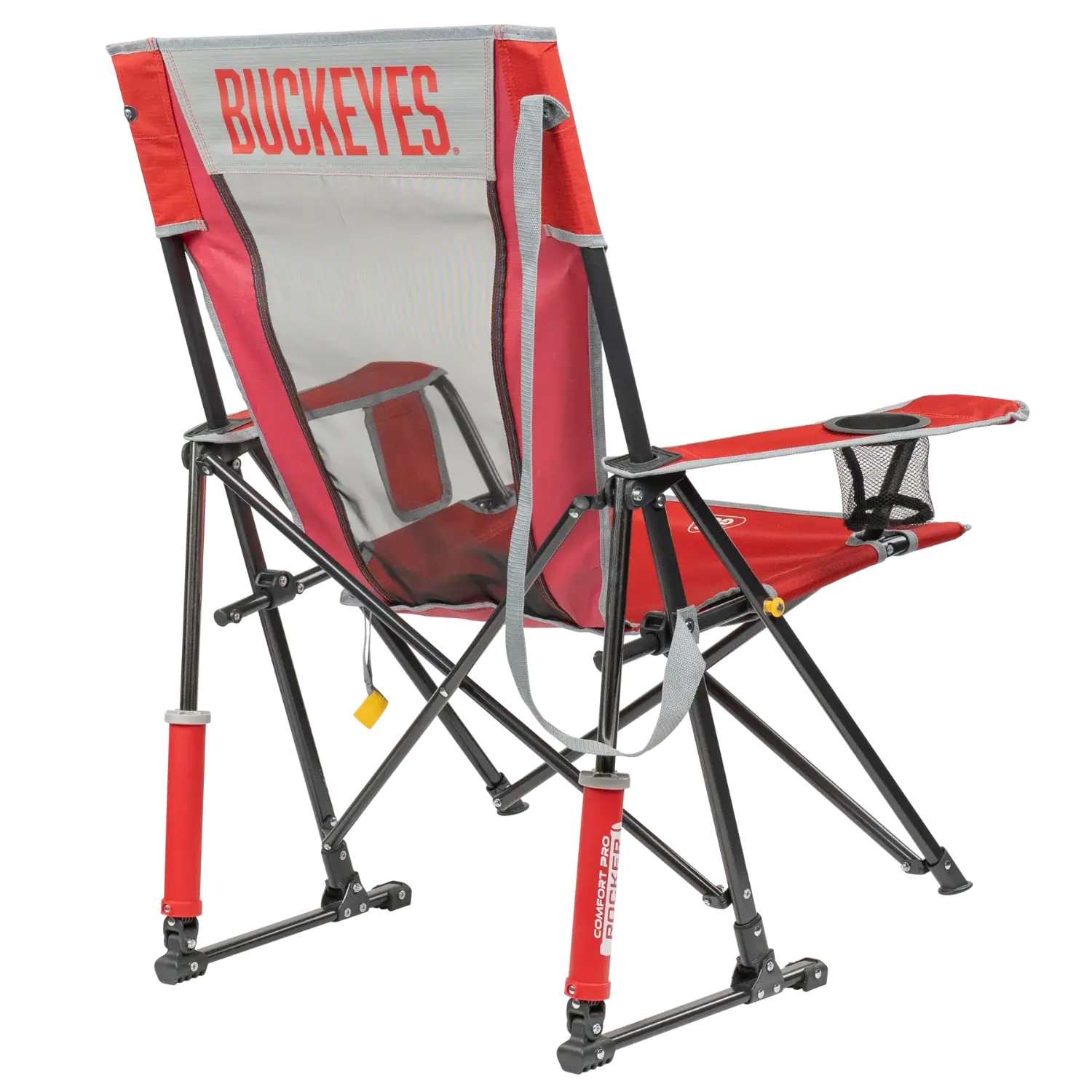 Heavy-Duty Freestyle College Comfort Pro Rocker - Ohio State Buckeyes - Choice 676 - Heavy-Duty Kickback Rocker with Beverage Holder Detail