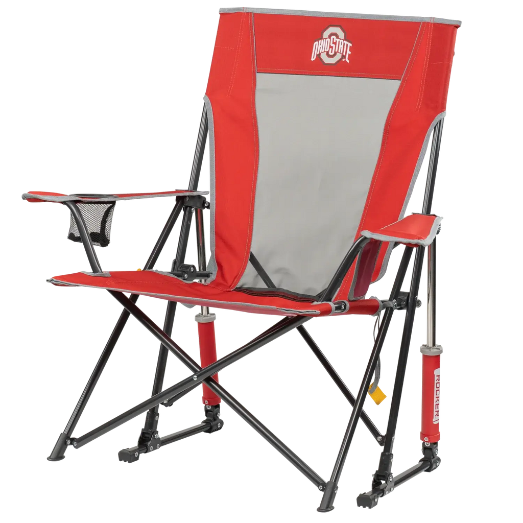 Heavy-Duty Freestyle College Comfort Pro Rocker - Ohio State Buckeyes - Choice 676 - Heavy-Duty Kickback Rocker with Beverage Holder Detail