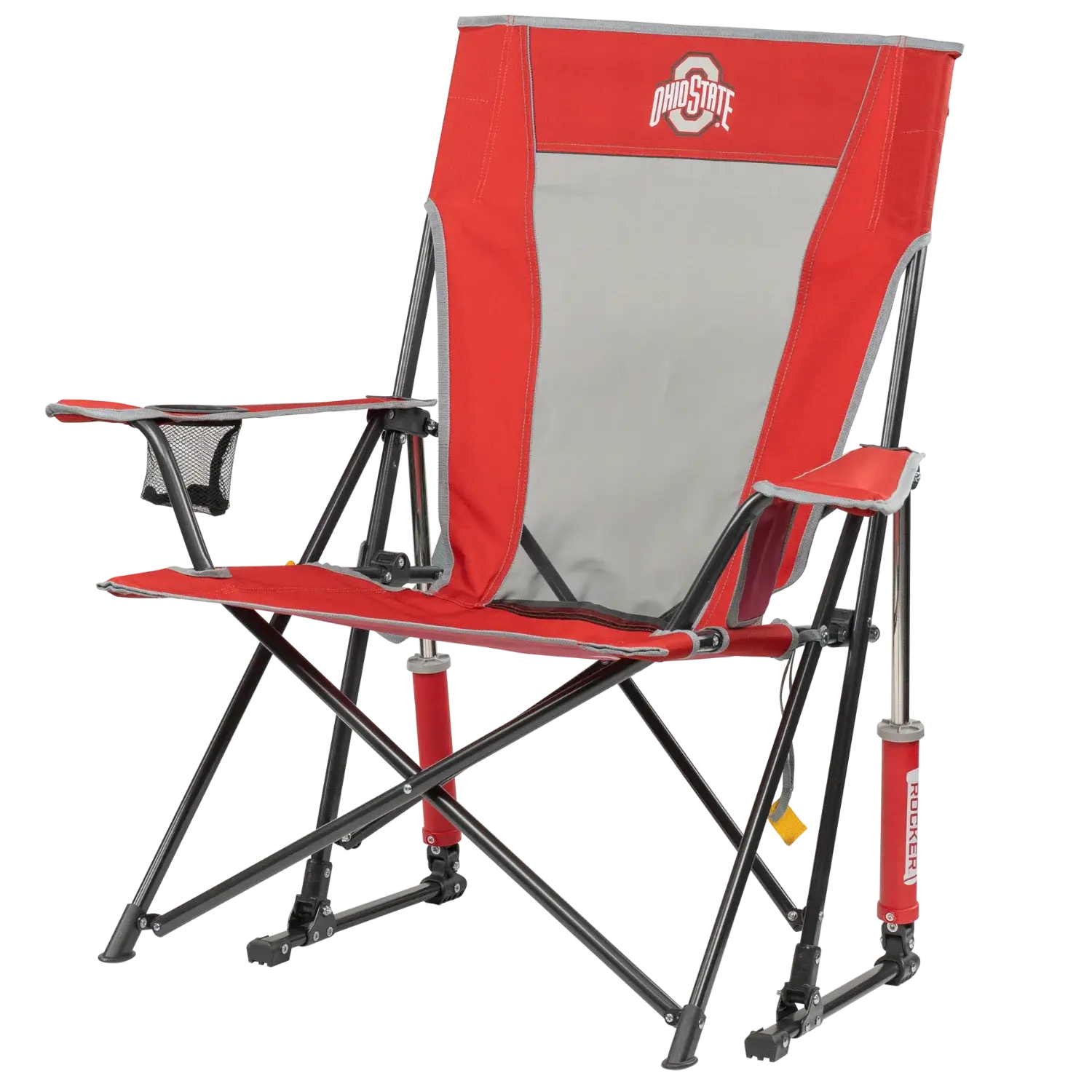 Heavy-Duty Freestyle College Comfort Pro Rocker - Ohio State Buckeyes - Choice 676 - Heavy-Duty Kickback Rocker with Beverage Holder Detail