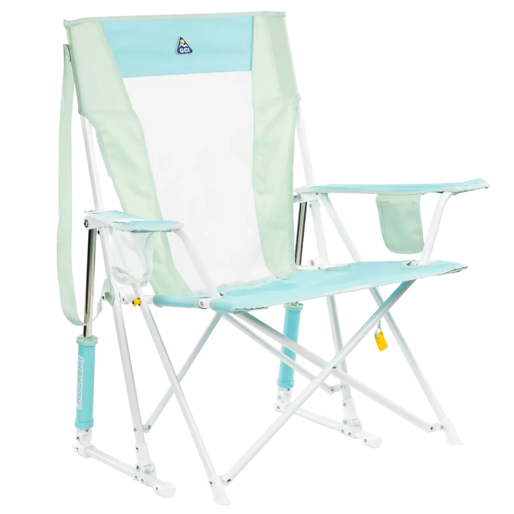 Heavy-Duty Freestyle Comfort Pro Rocker - Choice 375 - Patented Spring-Action Rocking Chair for Camping - Pastel Green