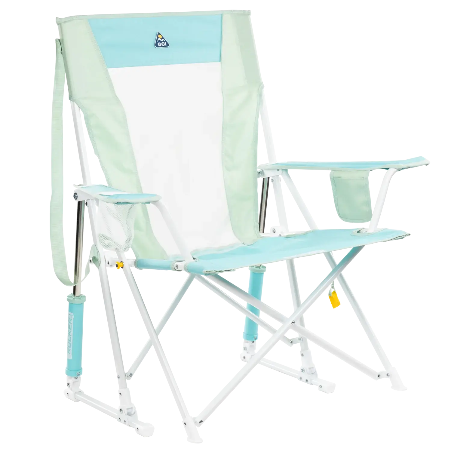 Heavy-Duty Freestyle Comfort Pro Rocker - Choice 375 - Patented Spring-Action Rocking Chair for Camping - Pastel Green