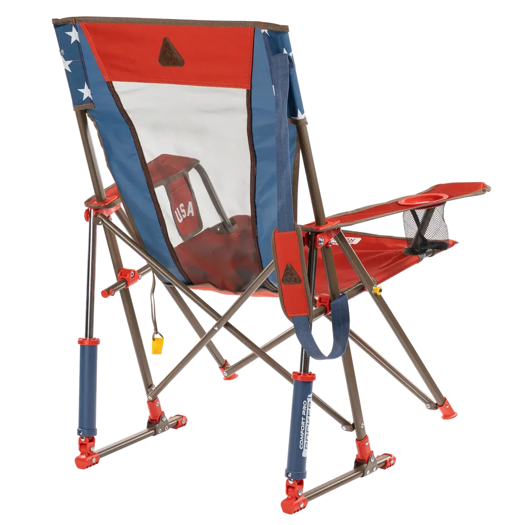 Patented Spring-Action Comfort Pro Rocker - USA Anniversary Deluxe - Choice 424 - Patented Spring-Action Rocking Chair for Camping Detail