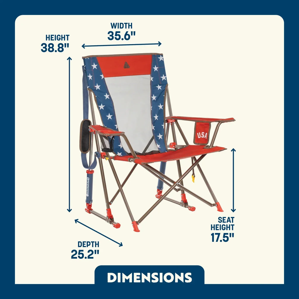 Patented Spring-Action Comfort Pro Rocker - USA Anniversary Deluxe - Choice 424 - Patented Spring-Action Rocking Chair for Camping Detail