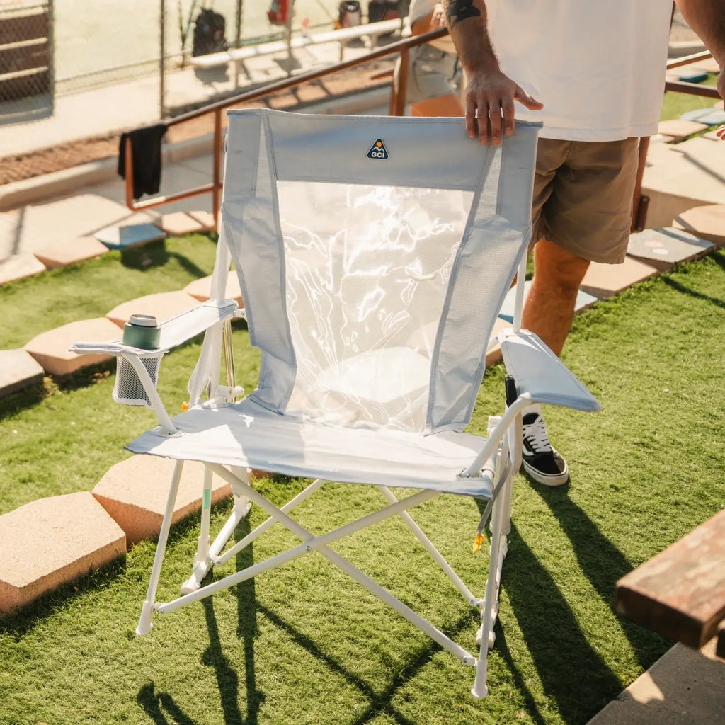 Luxury Camp Comfort Pro Rocker XL - Choice 107 - Heavy-Duty Kickback Rocker with Beverage Holder Detail
