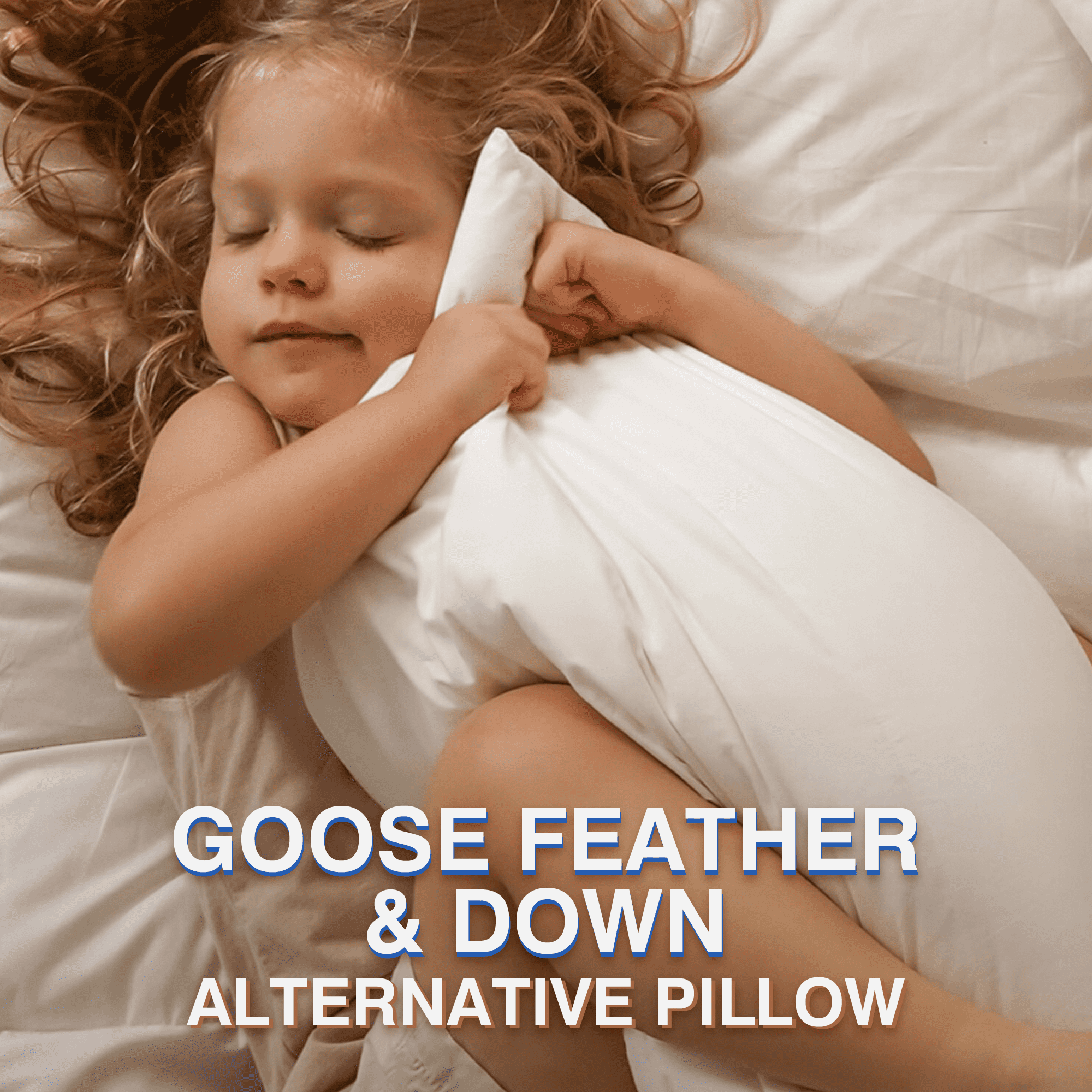 Fluffy Shredded Goose Feather and Down Pillows Queen Size Set of 2 Luxury Hotel Bed Pillows with Cotton Cover - Ergonomic Memory Foam Pillow for Neck Pain Support Detail