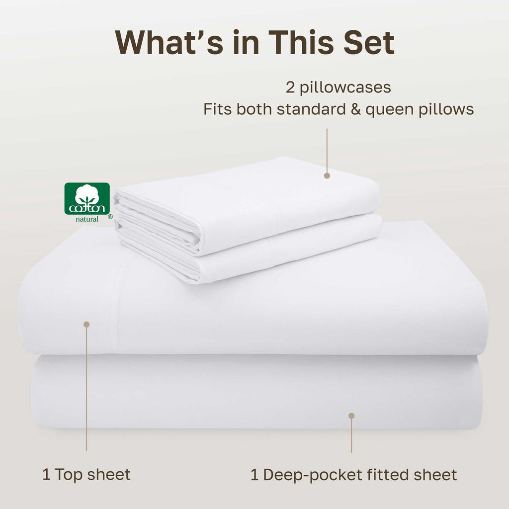 Premium Egyptian Cotton 100% Cotton Queen Sheets Set - 600 Thread Count 100% Cotton Sheets Queen, Sateen Deep Pocket Adult/Teen 4 Piece Bed Sh - Cooling Hotel Quality Bedding Sheets and Pillowcases Detail